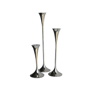Three modern black Taper Candle Holders of varying heights are grouped together on a white background—ideal for elegant wedding ceremony hire packages Gold Coast couples will love.