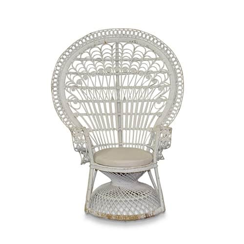 white peacock chair for hire gold coast