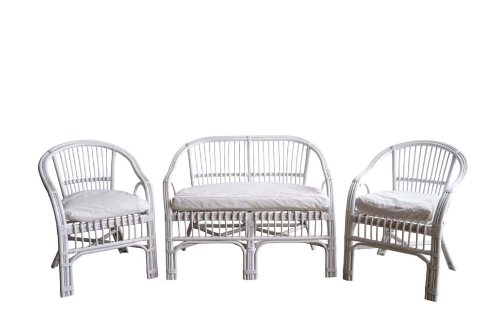 White Rattan Straightback Lounge Set | Arctic Fox Events Products for Hire