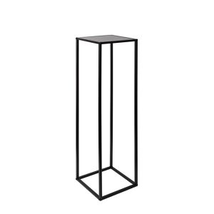 The Plinth l Black Metal is a tall, black metal plant stand with a square top and open frame design, perfect for showcasing your favorite greenery in style.