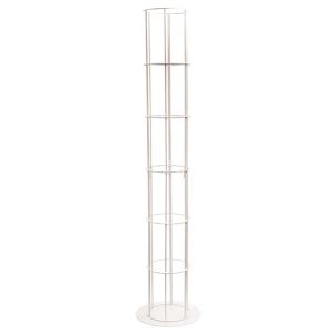 The Floral l Pillar Frame is a tall, cylindrical metal wire rack with multiple circular shelves, perfect for displaying floral arrangements and shown against a plain white background.