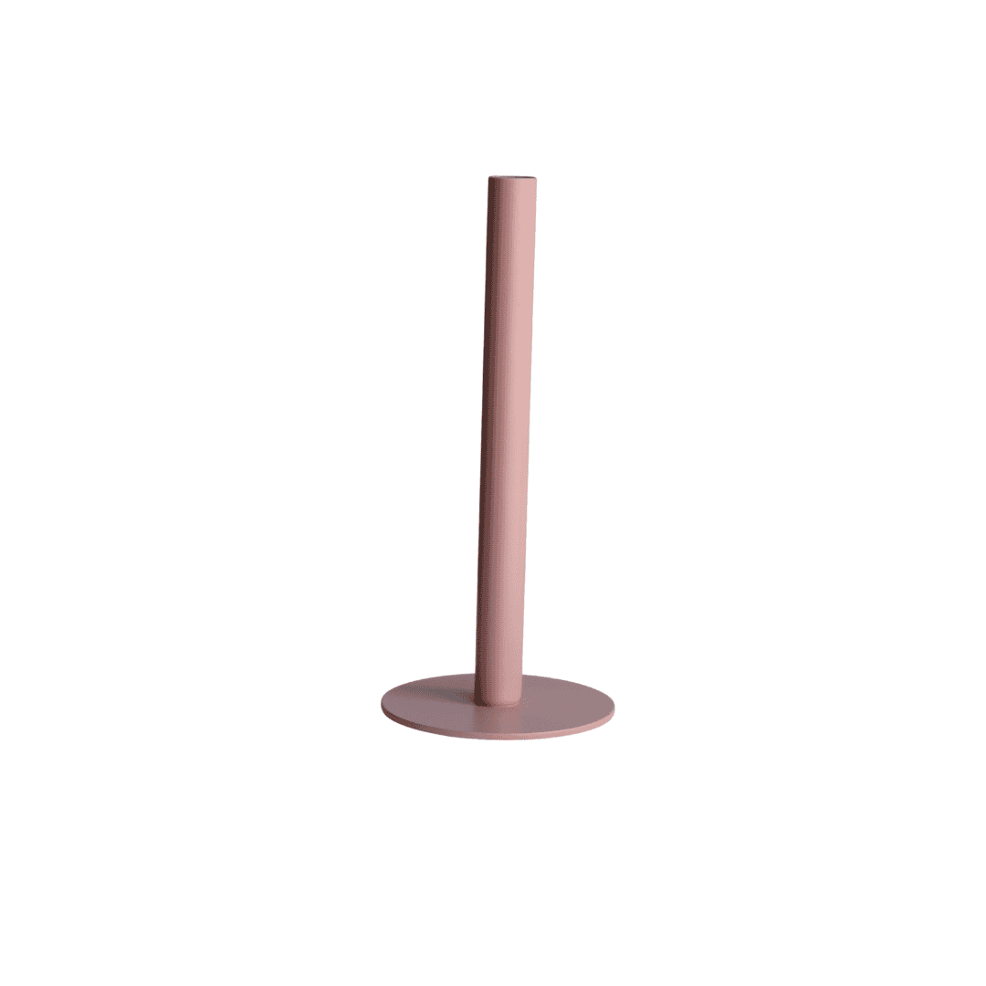 The Floral Vase l Blush Metal is a pink, vertical cylindrical vase with a round base, displayed on a white background.