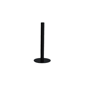 The Floral Vase l Black Metal features a vertical cylindrical rod with a round flat base in sleek black metal, centered on a white background—evoking the look of a modern metal vase.