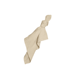 The Napkin l Black, a stylish cloth napkin knotted at one corner, is ideal for wedding decor or napkin hire, shown against a plain white background.