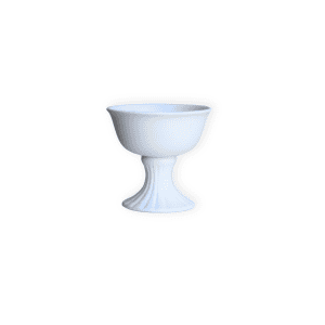 The Floral Vase | Cream Ribbed Table Urn is a white ceramic bowl with a fluted pedestal base, styled like a cream ribbed urn and displayed against a plain white background.