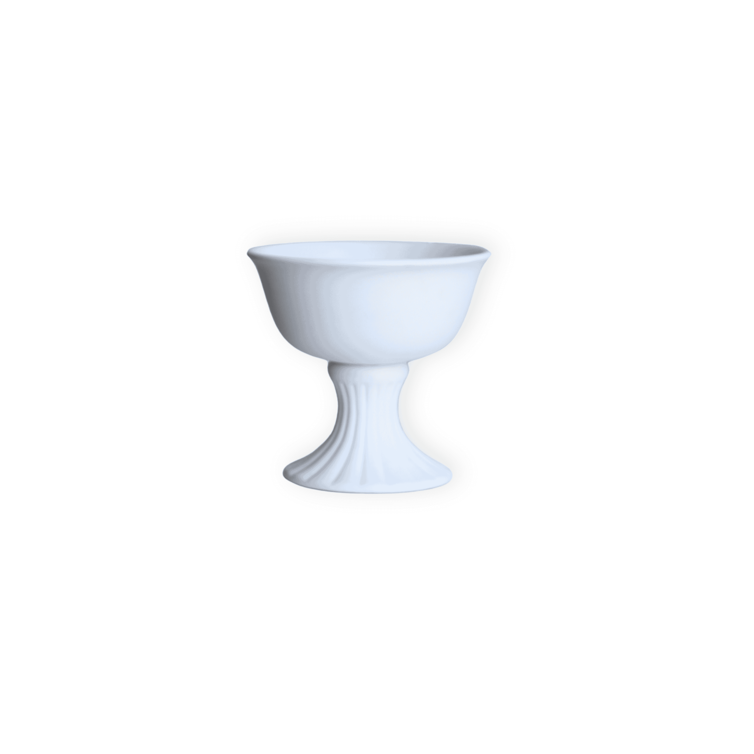 The Floral Vase | Cream Ribbed Table Urn is a white ceramic bowl with a fluted pedestal base, styled like a cream ribbed urn and displayed against a plain white background.